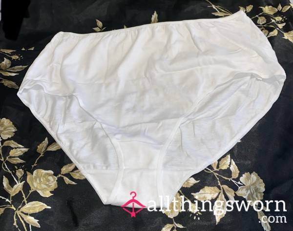 White 100% Cotton Full Brief Knickers Large UK 14-16 Full Bottom Coverage