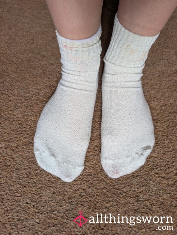 White 3 Day Worn Sweaty Sport Socks