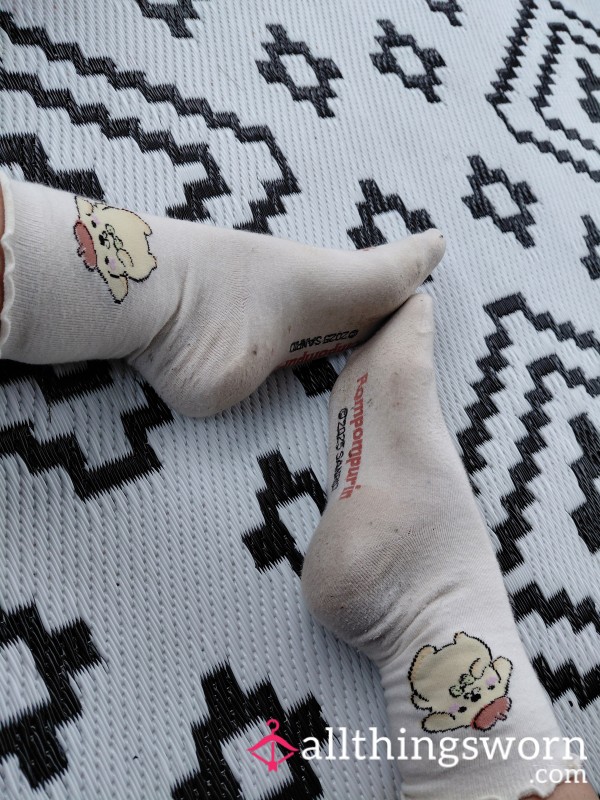 White 5 Days Worn Cartoon Socks
