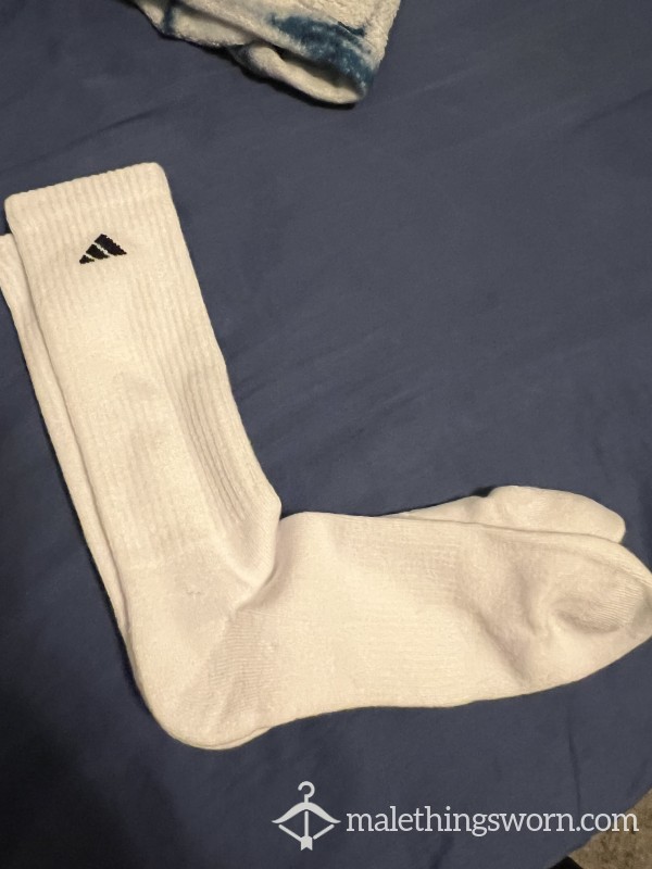 White Adidas Crew Socks