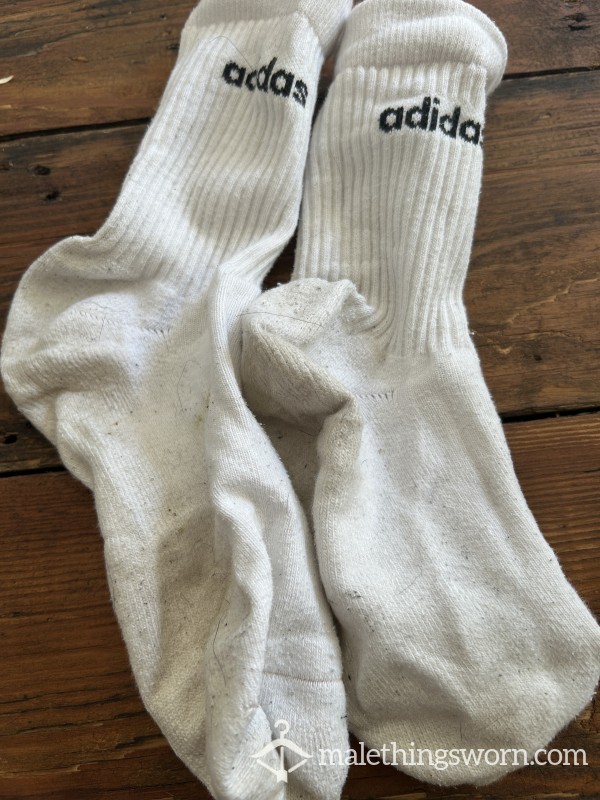 White Adidas Gym Worn Sports Socks