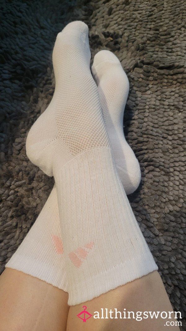 White Adidas Long Sports Socks