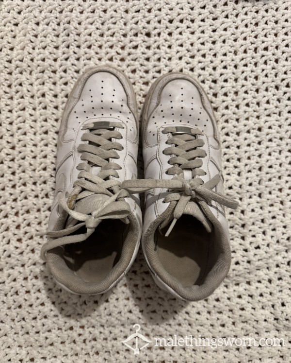 White Air Force 1 Sneakers – Worn Sockless For Months By Both Of Us