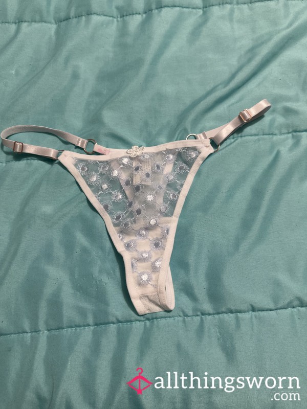 White And Baby Blue Flower Thong