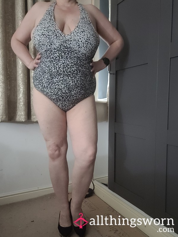 White And Black Halterneck Swimsuit