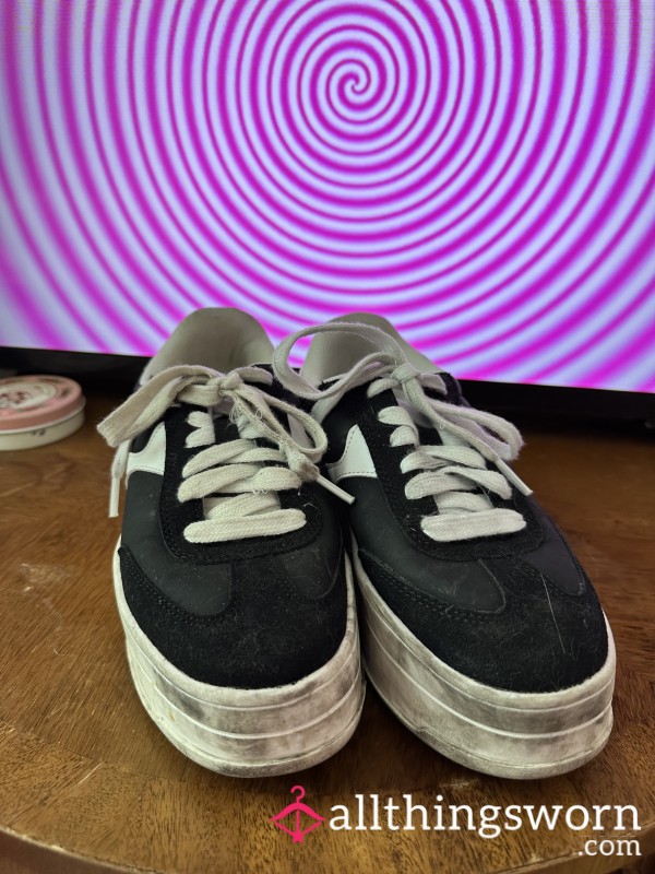 White And Black Platform Sneakers — Lightweight And Worn Often