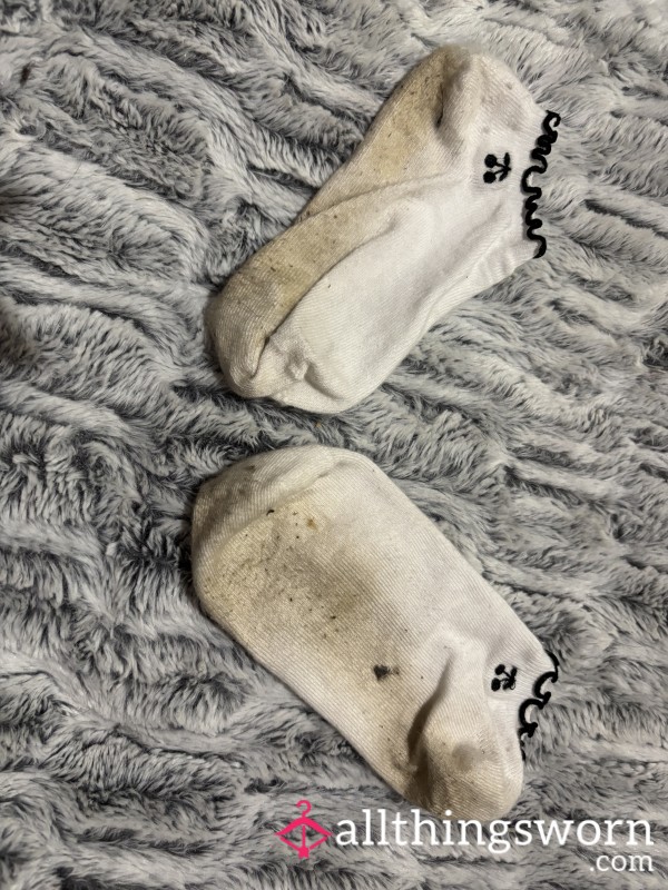 White And Black Trainer Socks Worn For 24 Hours (postage Included)