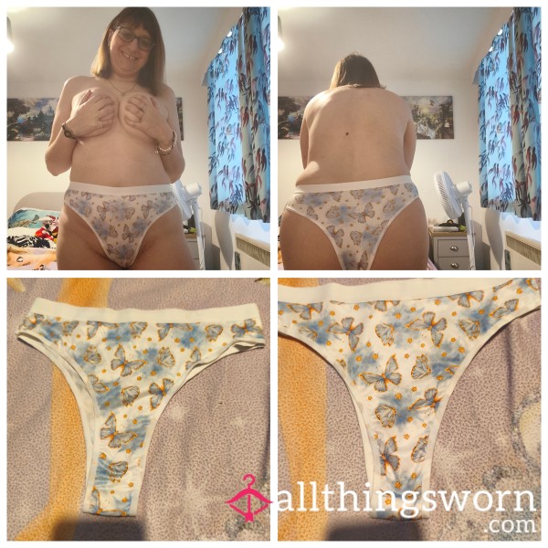 White And Blue Bu*terfly Knickers