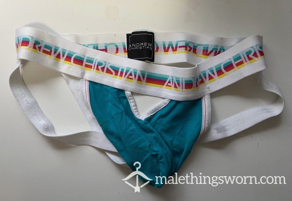 White And Blue Jock With Vee Cutout Size XL (35-38 In / 89-96 Cm)