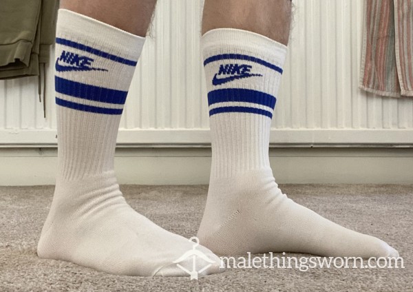 White And Blue Nike Socks