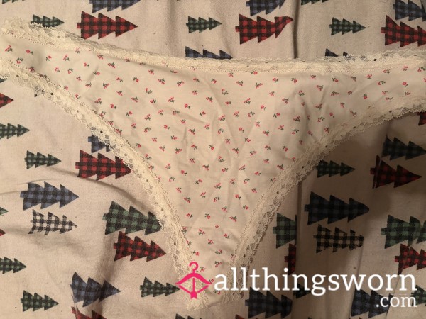 White And Flor*l Thong
