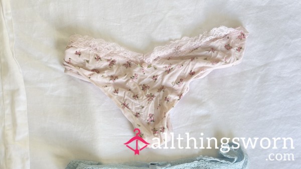 White And Flower Pattern Girls Worn Panties