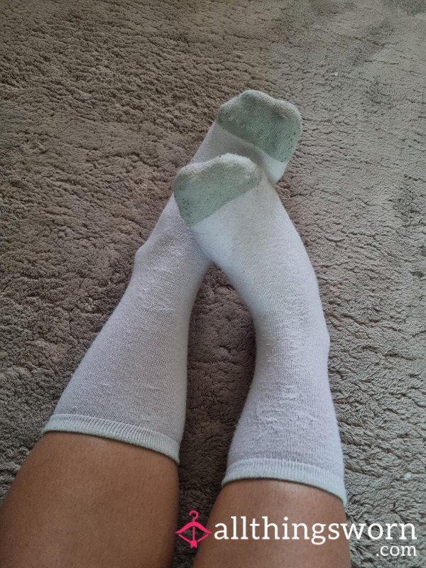 White And Green Long Socks