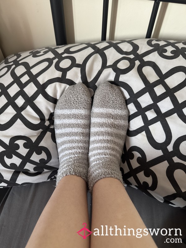 White And Grey Dirty Fluffy Socks