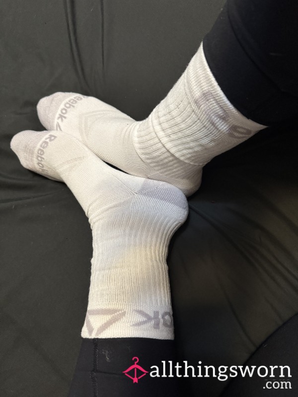 White And Lavender Reebok Crew Sock