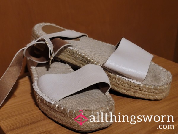 White And Hemp Wrap Sandals 👡