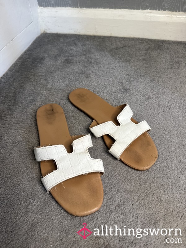 White And Nude Sandals