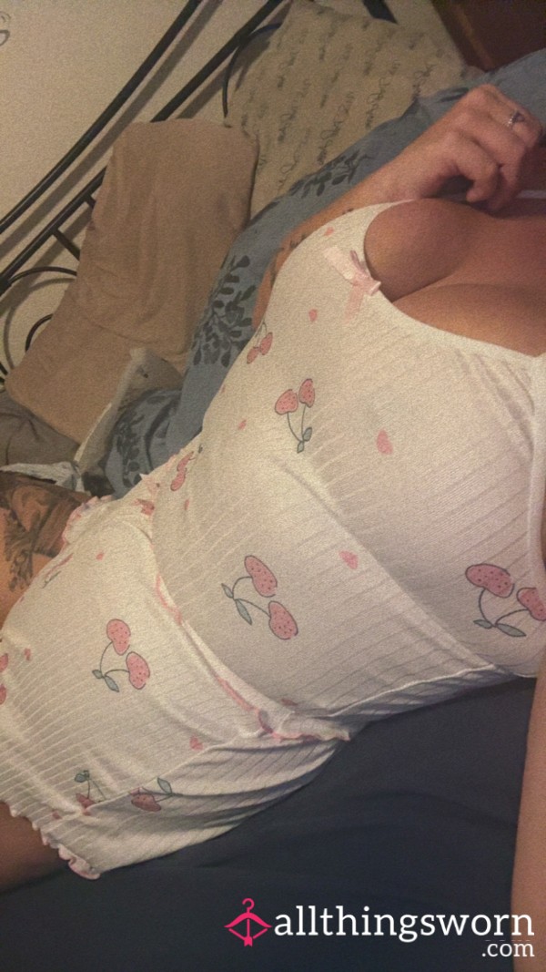 White And Pink Cherry Cotton Sleep Set