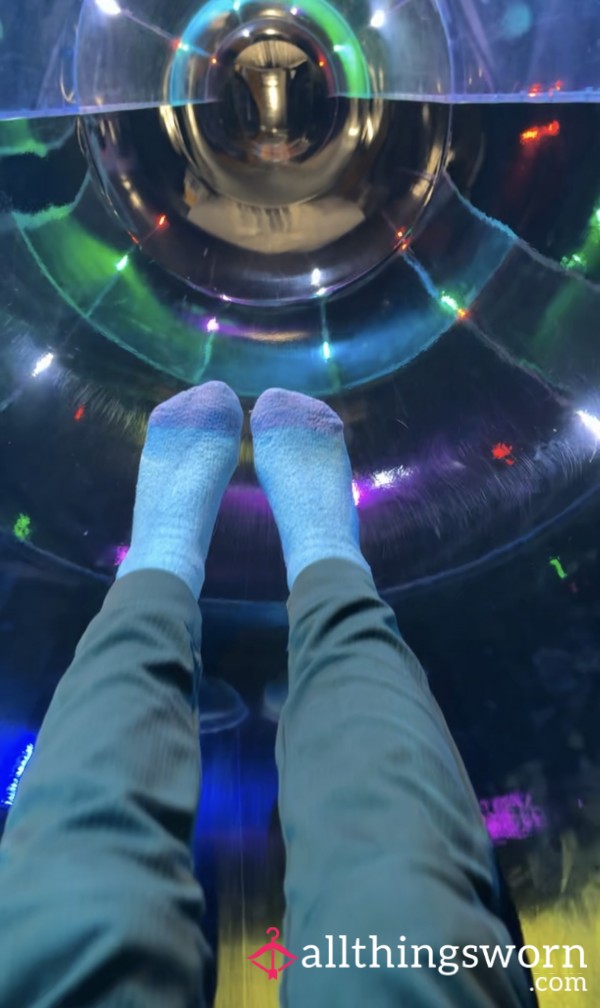 White And Pink Toes Fluffy Socks Worn As A Size 3