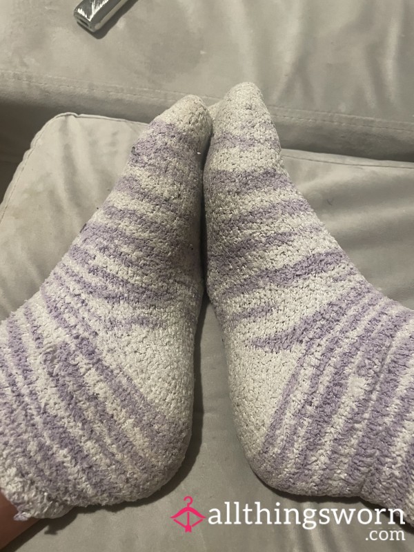 White And Purple Filthy Fluffy Socks🧦