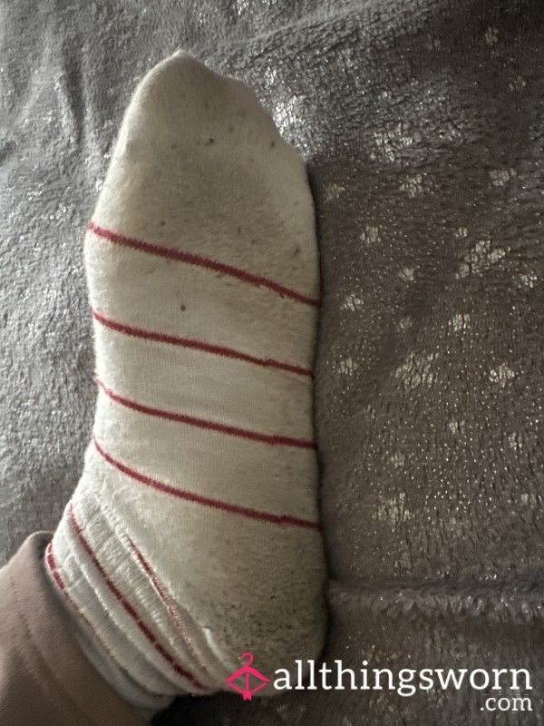 White And Red Dirty Socks