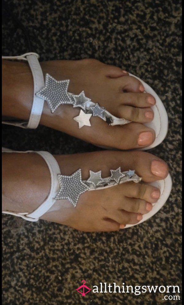 White And Stars Sandals