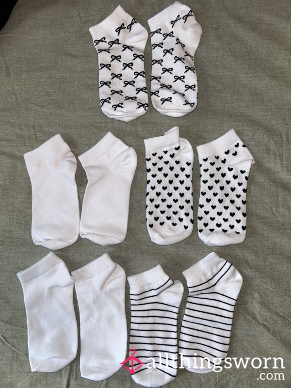 😋 Worn White Ankle Socks 48 Hour Wear 😋