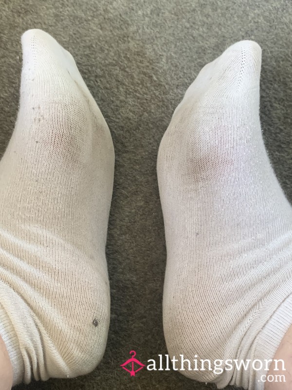 White Ankle Socks With Lots Of Wear