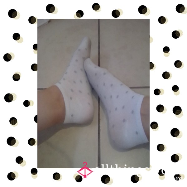 White Ankle Socks With Polka Dots