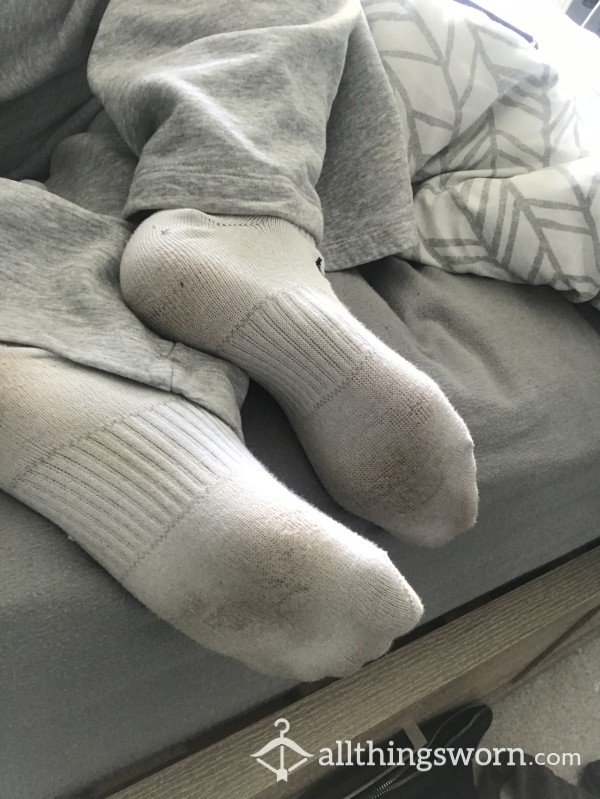 White Nike Ankle Socks Worn All Day