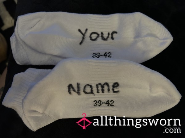 White Ankle Socks , Your Name Then Dirtied Wearing For You