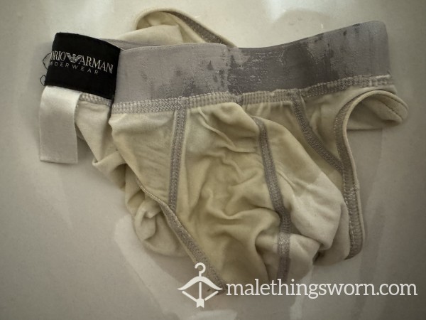 White Armani Underwear Pi*sed