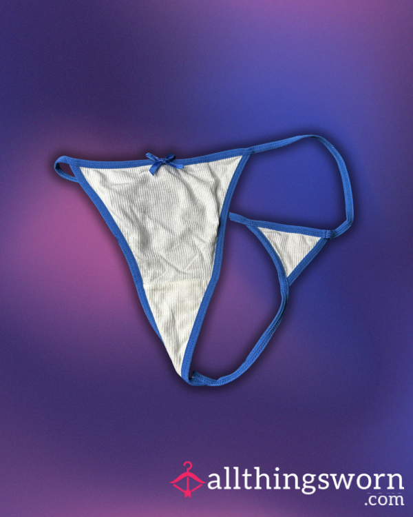 White & Blue G-String Thong