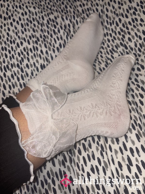 White Bow Cotton Sock(3day Wear)