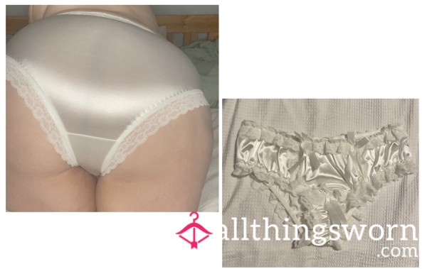 White Bow Satin Panties 💦💗