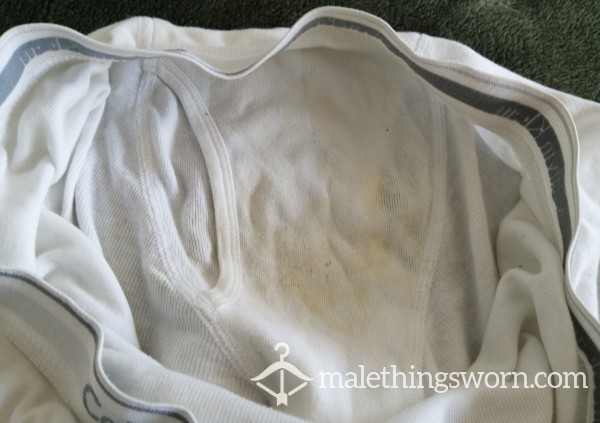 White Calvin Boxer Briefs With Extra Wear.