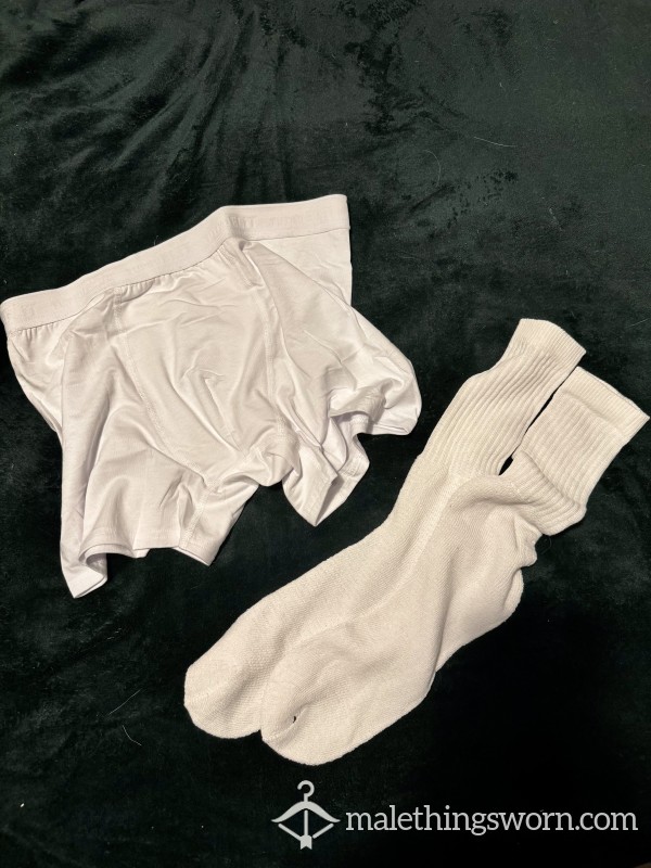 WHITE BOXERS + SOCKS BUNDLE 🧦🩲