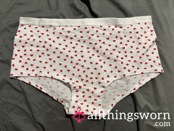 White Boyshorts W/ Little Red Hearts ❤️