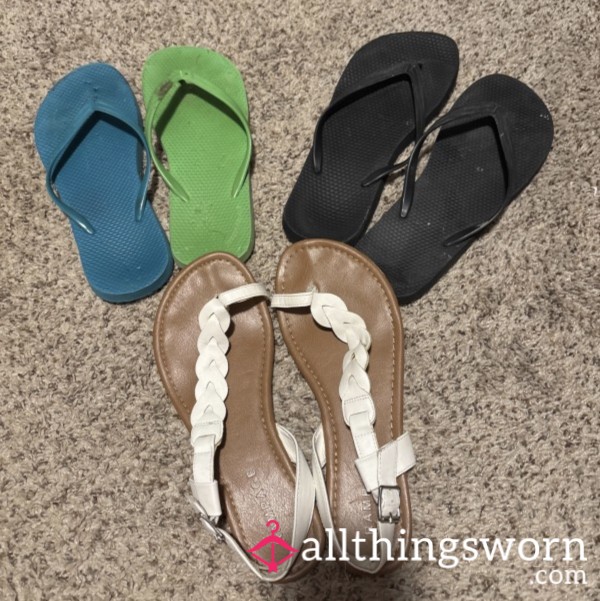 White Braided Strap Sandals, Worn 5 Years