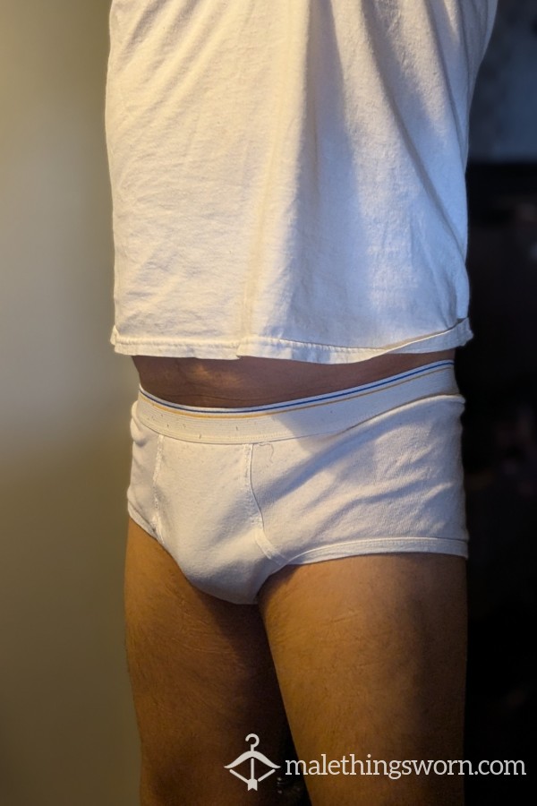 White Briefs For Sale.  FOTL Vintage Cotton Large Used Customs Available