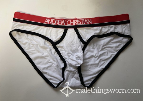 White Briefs With Black A Piping Size XL (35-38 In / 89-96 Cm)