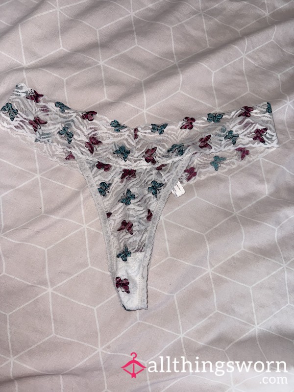 White Bu*terfly Thong