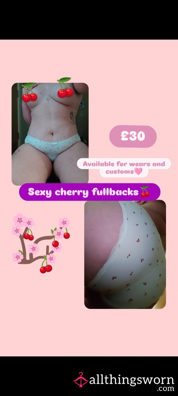 White Cherry Print Fullback Briefs 🍒