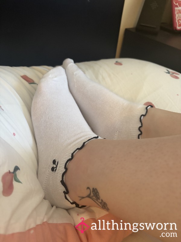 White Cherry Trainer Socks