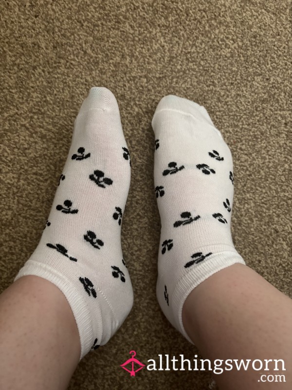 White Cherry Trainer Socks