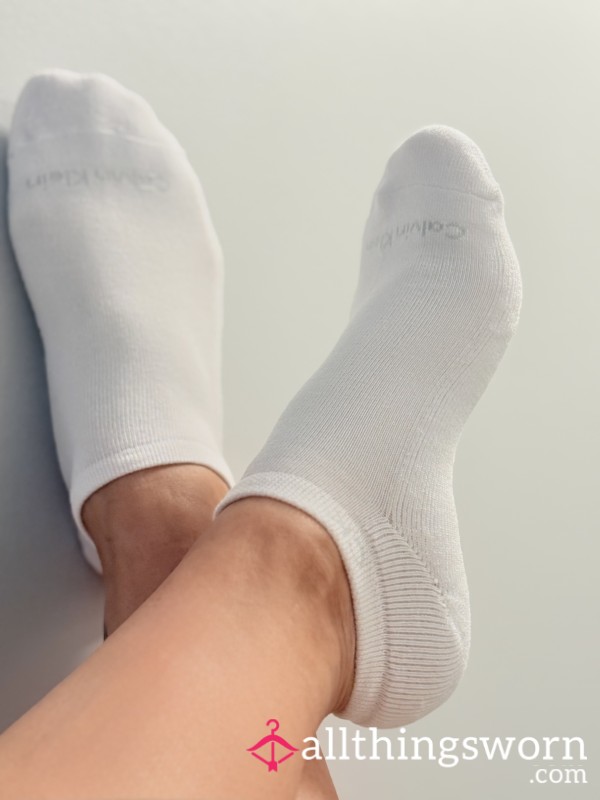 White CK Ankle Socks
