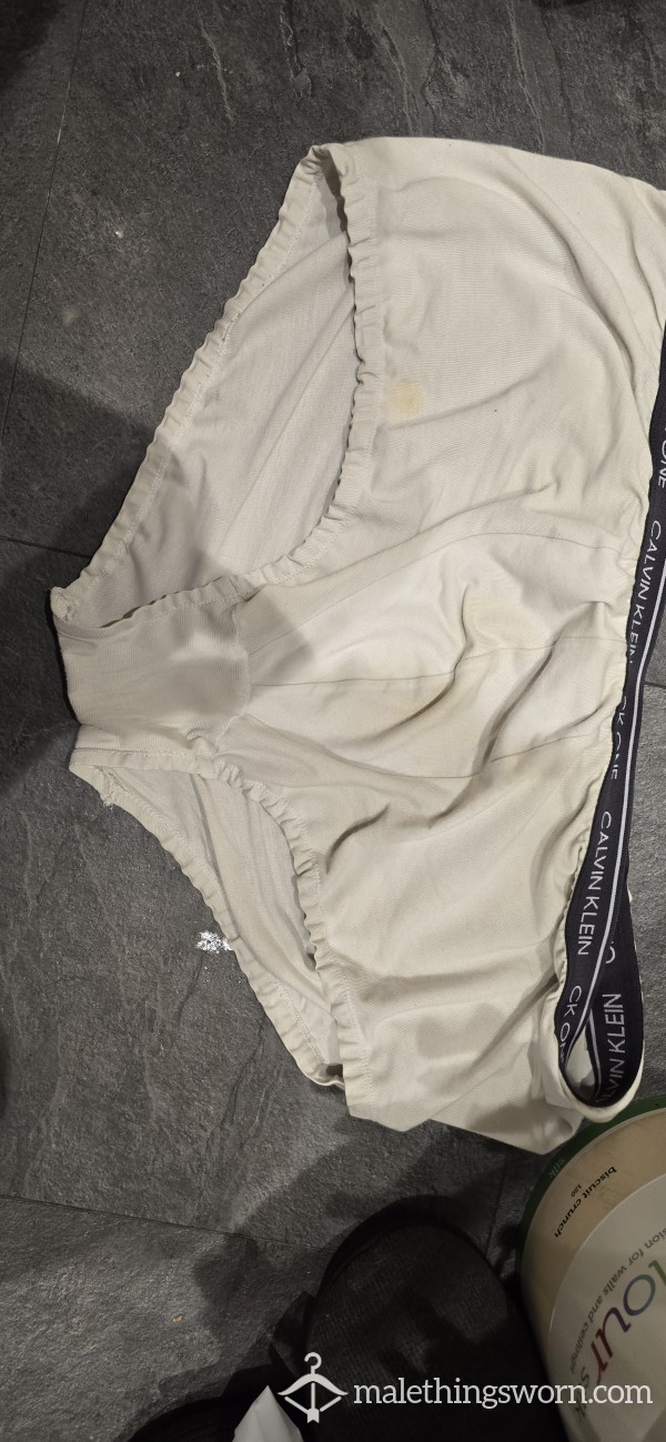 White Ck Boxers Stained Both Ends