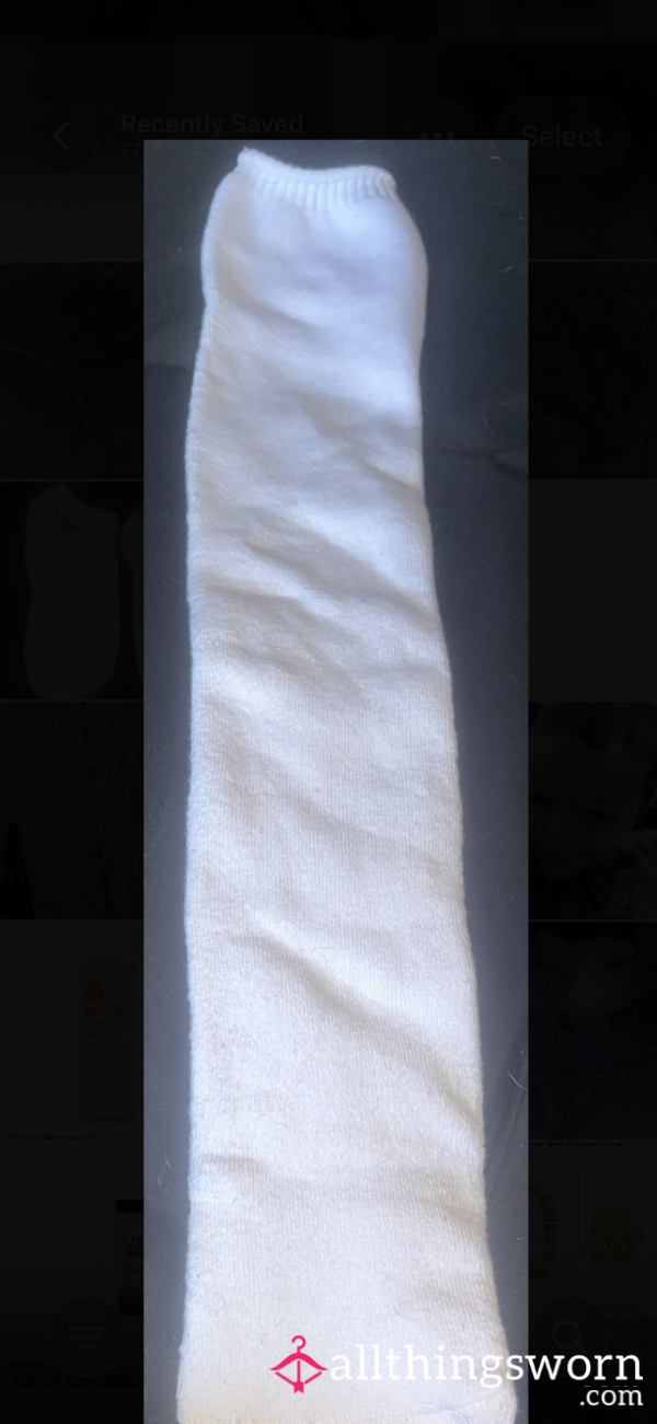 White Compression Sock – Well Worn & Strongly Scented 🤍🧦