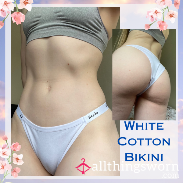 White Cotton Bikini 🤍 Size Small▪️1 Day Wear - £20. Longer Wears And International Shipping Available 🌎