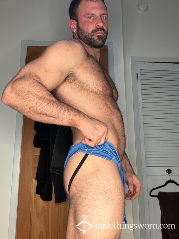 Blue Gym Shorts With Jock Inside